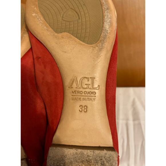 Attilio Giusti Leombrum Vero Cuoio Size 38 Made in Italy Red/Gold Ballet Flat - Picture 6 of 10